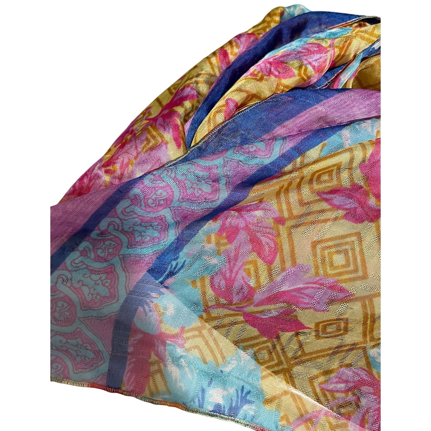 Unbranded Pink Yellow and Blue Floral Shawl