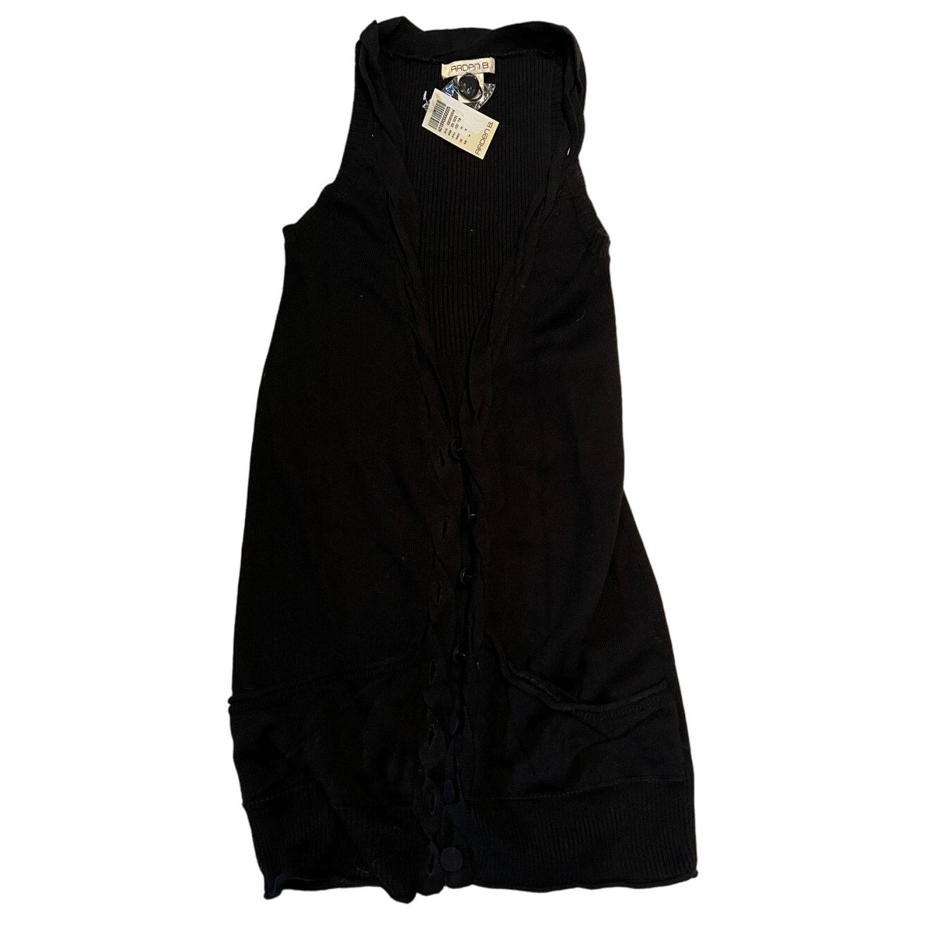 Arden B . Sweater Sleeveless Cardigan - Black - Size S Petite - NWT