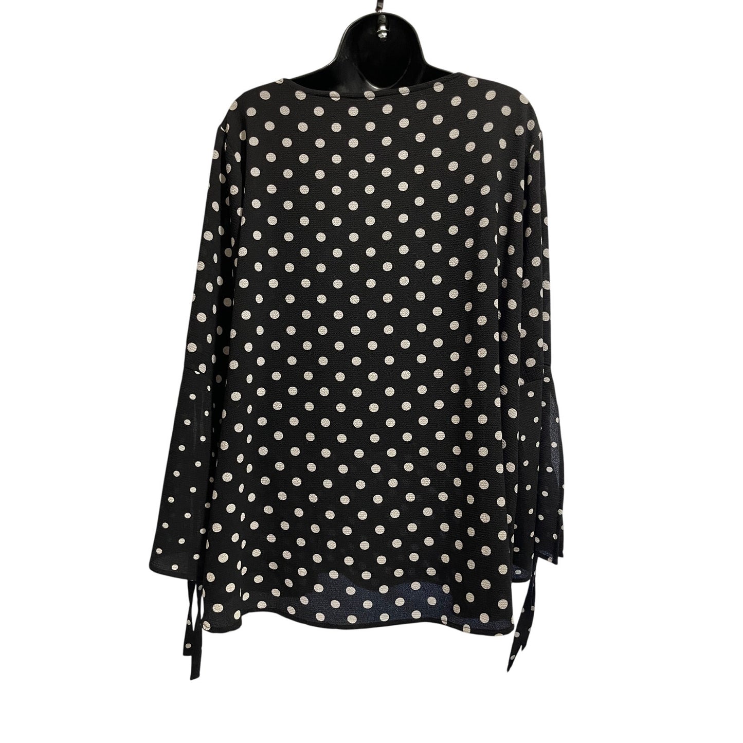Roz & Ali 1XL Black and White Polka Dot Blouse