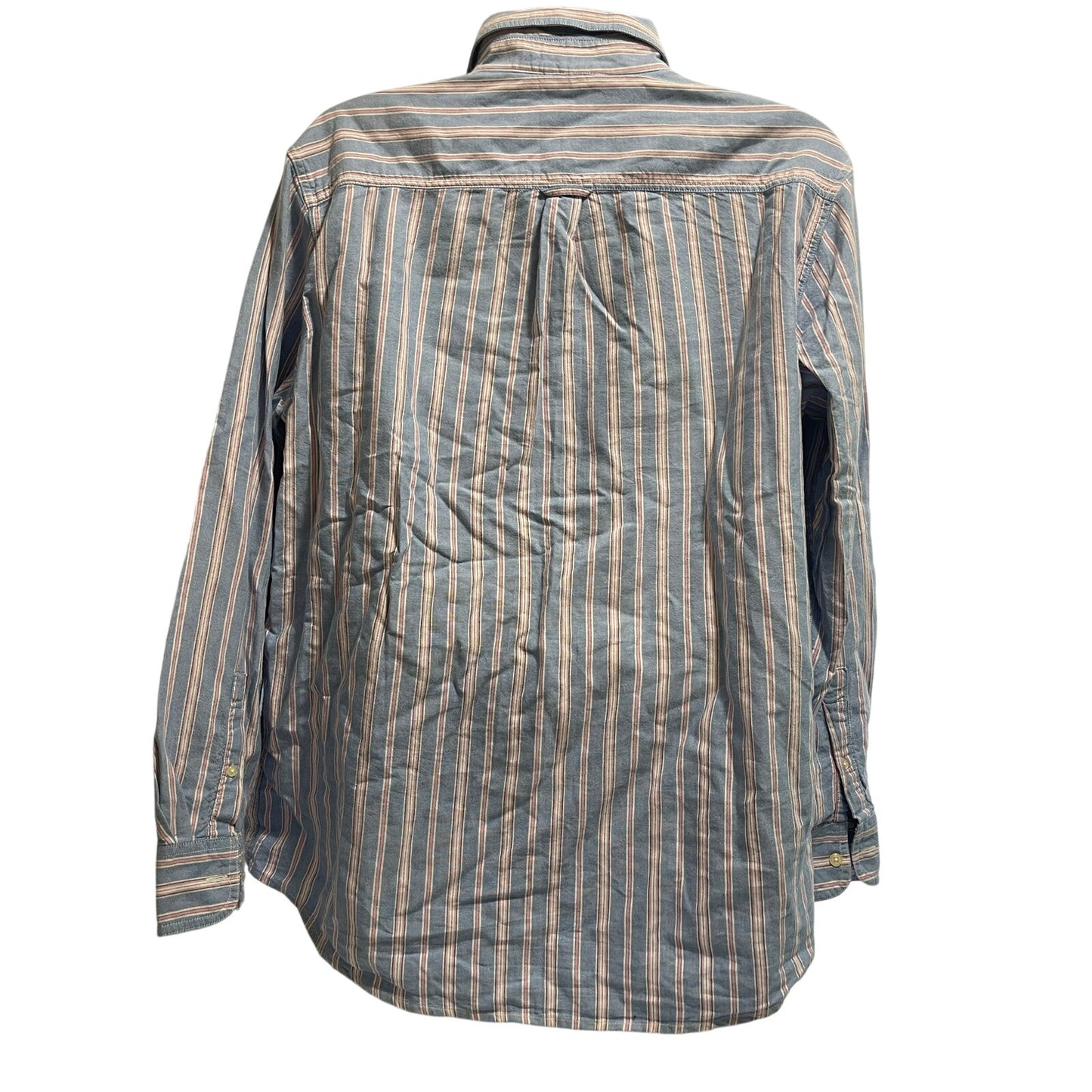 Chaps Ralph Lauren Mens Medium Blue Pink Striped Vintage Button Down Long Sleeve