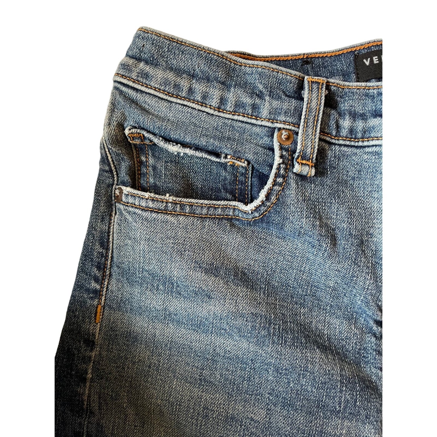 Veronica Beard Women's Size 28 Terrain Distressed Blue Jeans 5 Button Fly