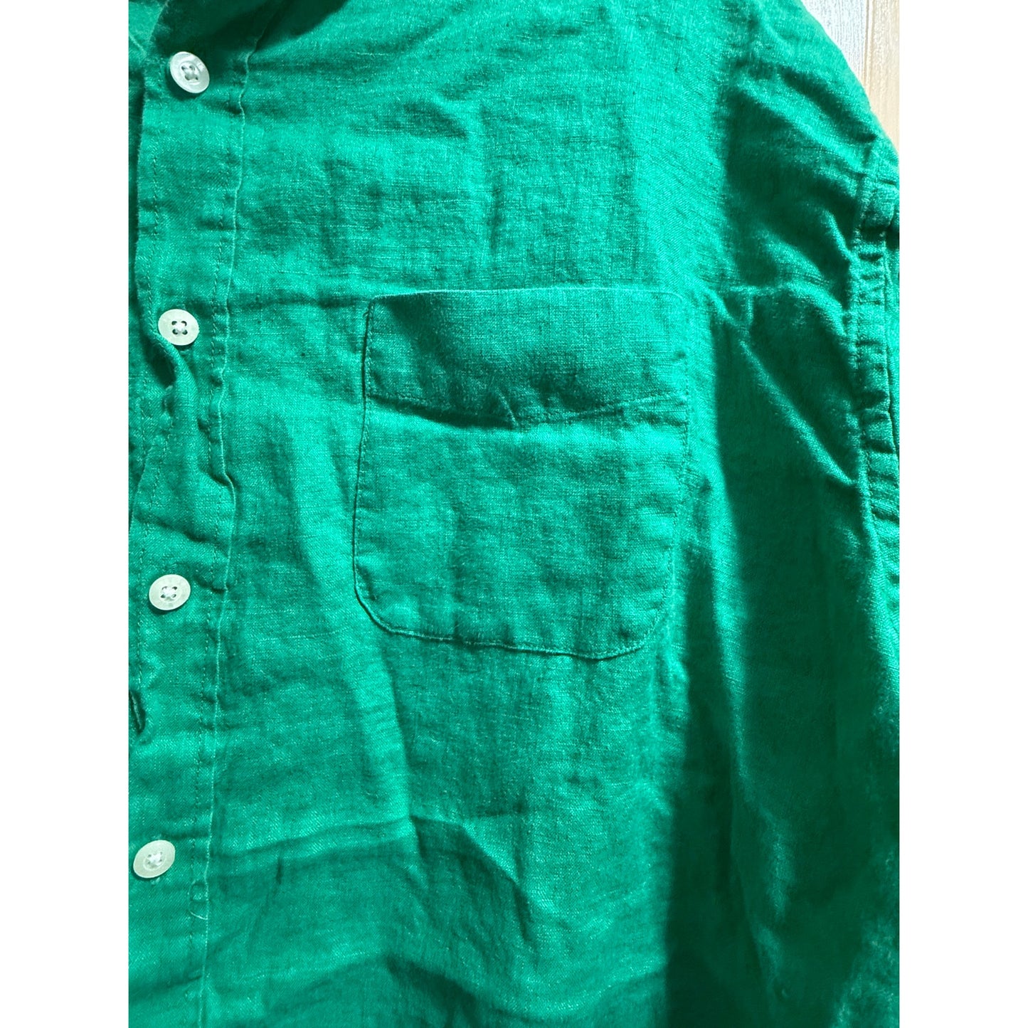 Felix 100% Linen Kelly Green Button Up Blouse - Size XXL