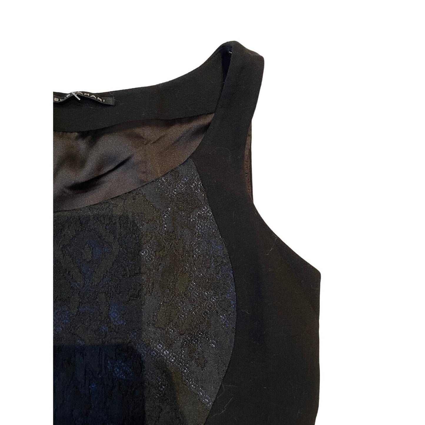 Elie Tahari Black & Blue Lace Sleeveless Shift Dress Size 10