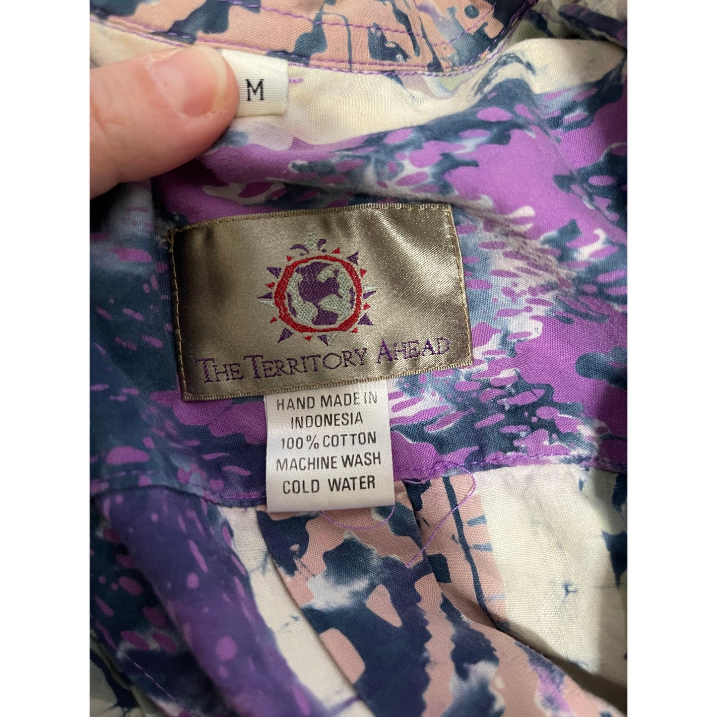 Vintage The Territory Ahead Abstract All Over Print Button Front Shirt - Medium