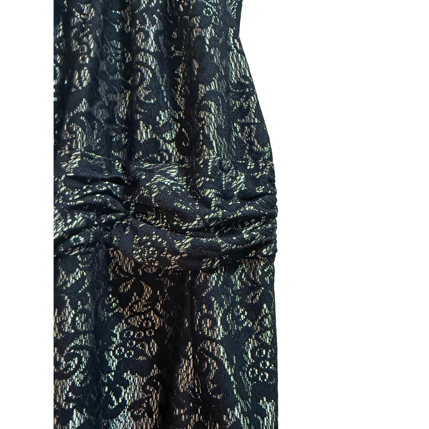 David Meister Gold and Black Lace Sleeveless Mini Dress - Size 8