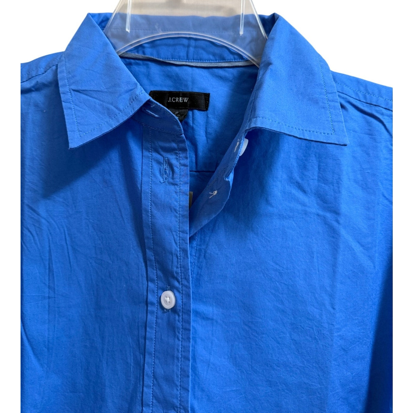J.Crew Blue Cropped Button Up Collared Shirt - Size 2 - NWT - $89.50 MSRP