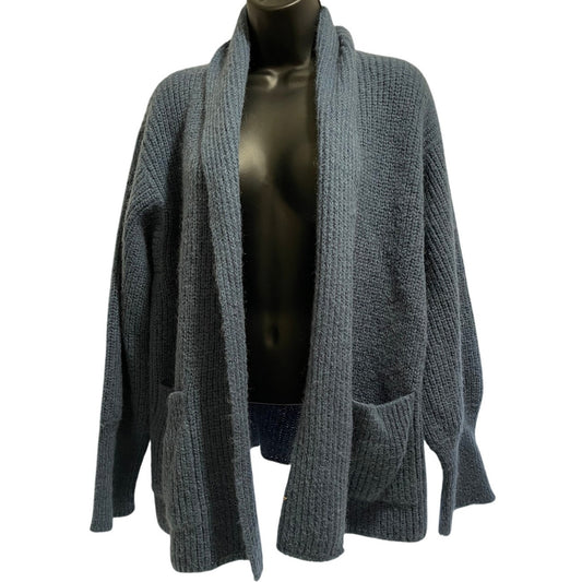 Vintage Jette Holman Knit Handmade in Denmark Blue Cardigan Sweater