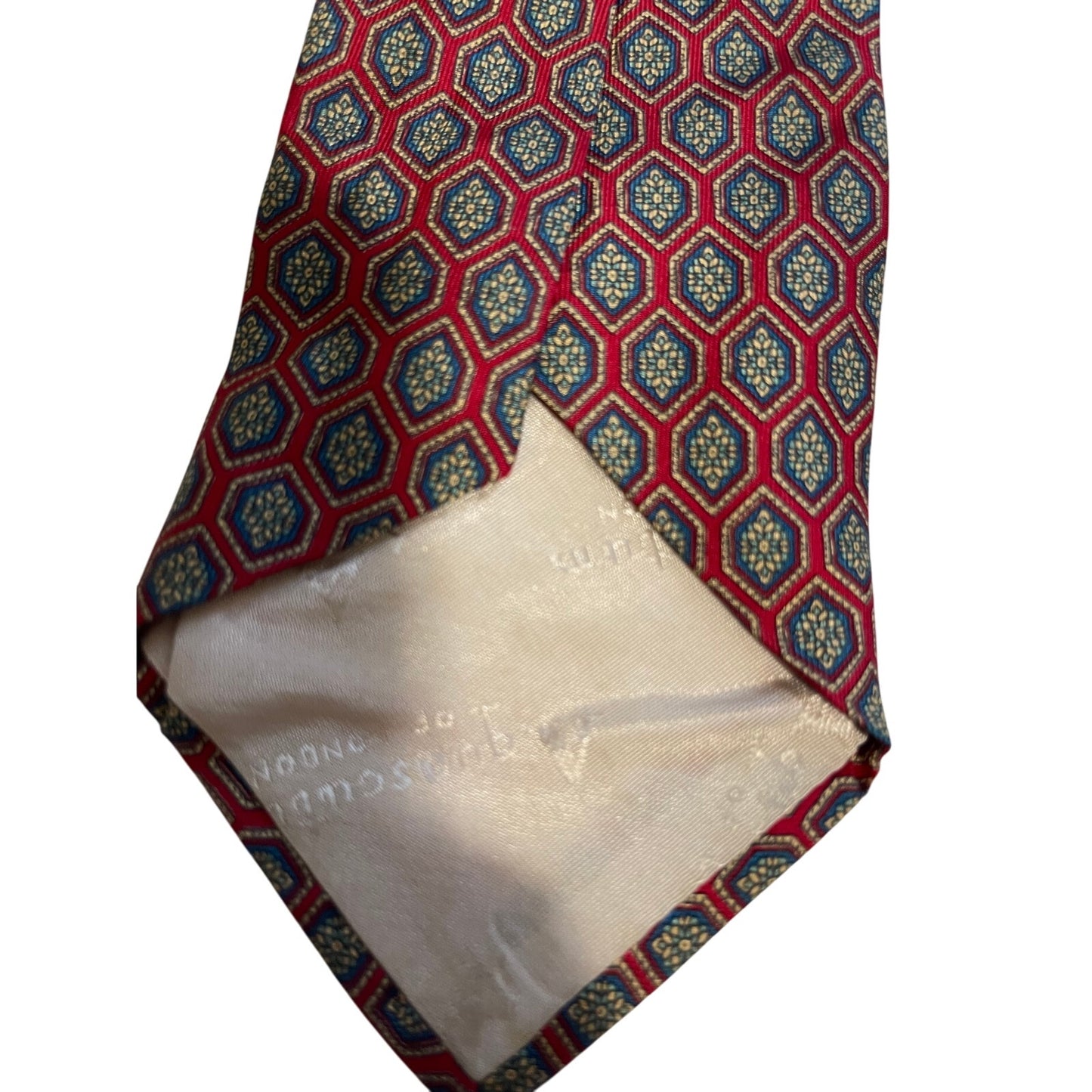 Vintage Aquascutum 10% Silk English Made Red Patterned Necktie