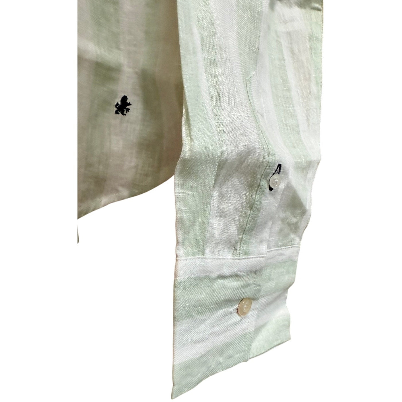 Felix 100% Linen White & Mint Green Stripe Juana Crop Blouse - One Size - NWT