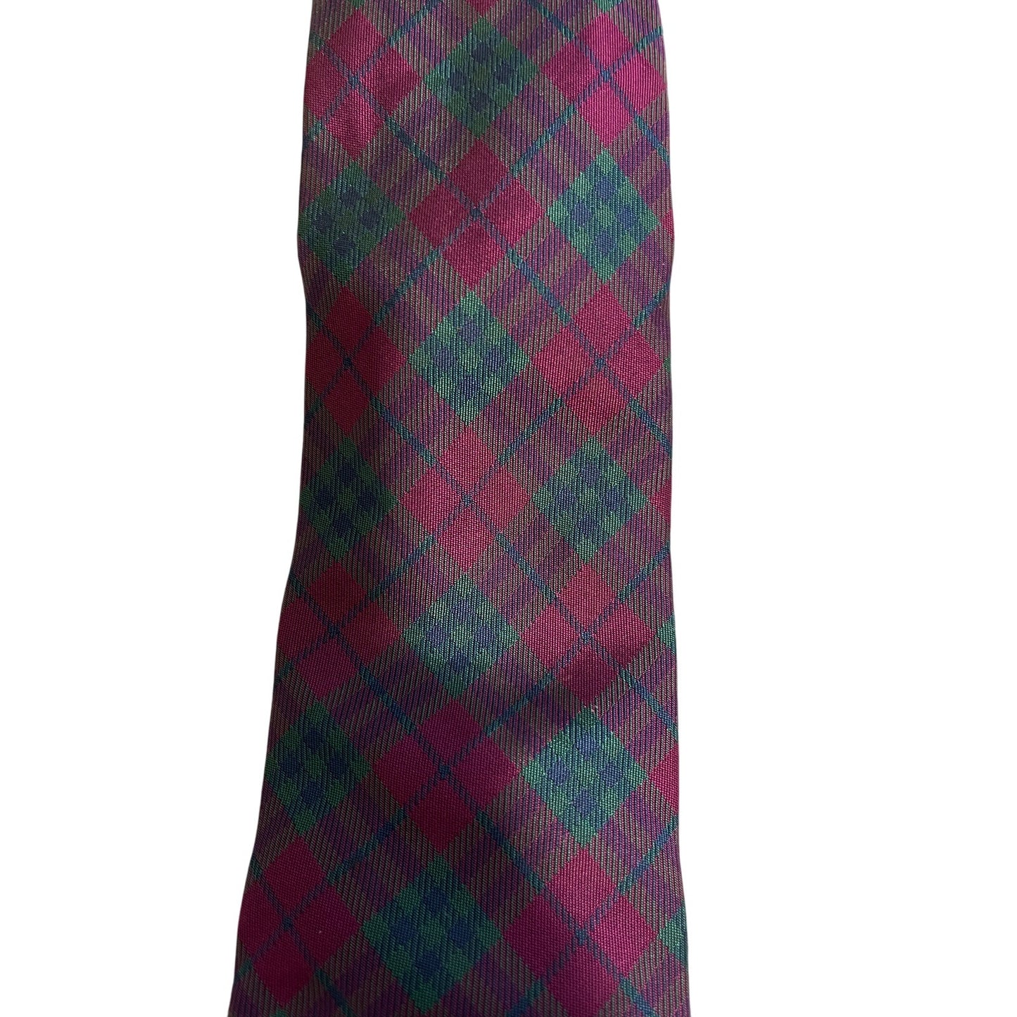 Vintage Carson Pirie Scott Purple / Pink & Teal Plaid 100% Italian Silk Necktie