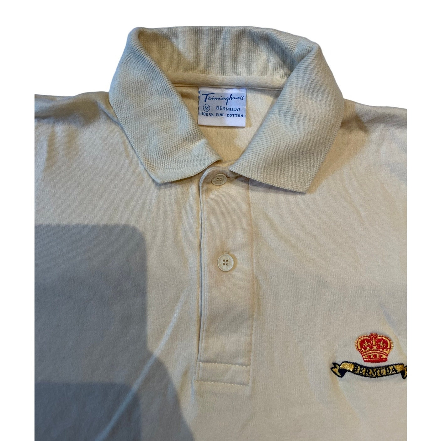 Vintage Trimingham's Bermuda 100% Cotton Medium Yellow Polo Shirt