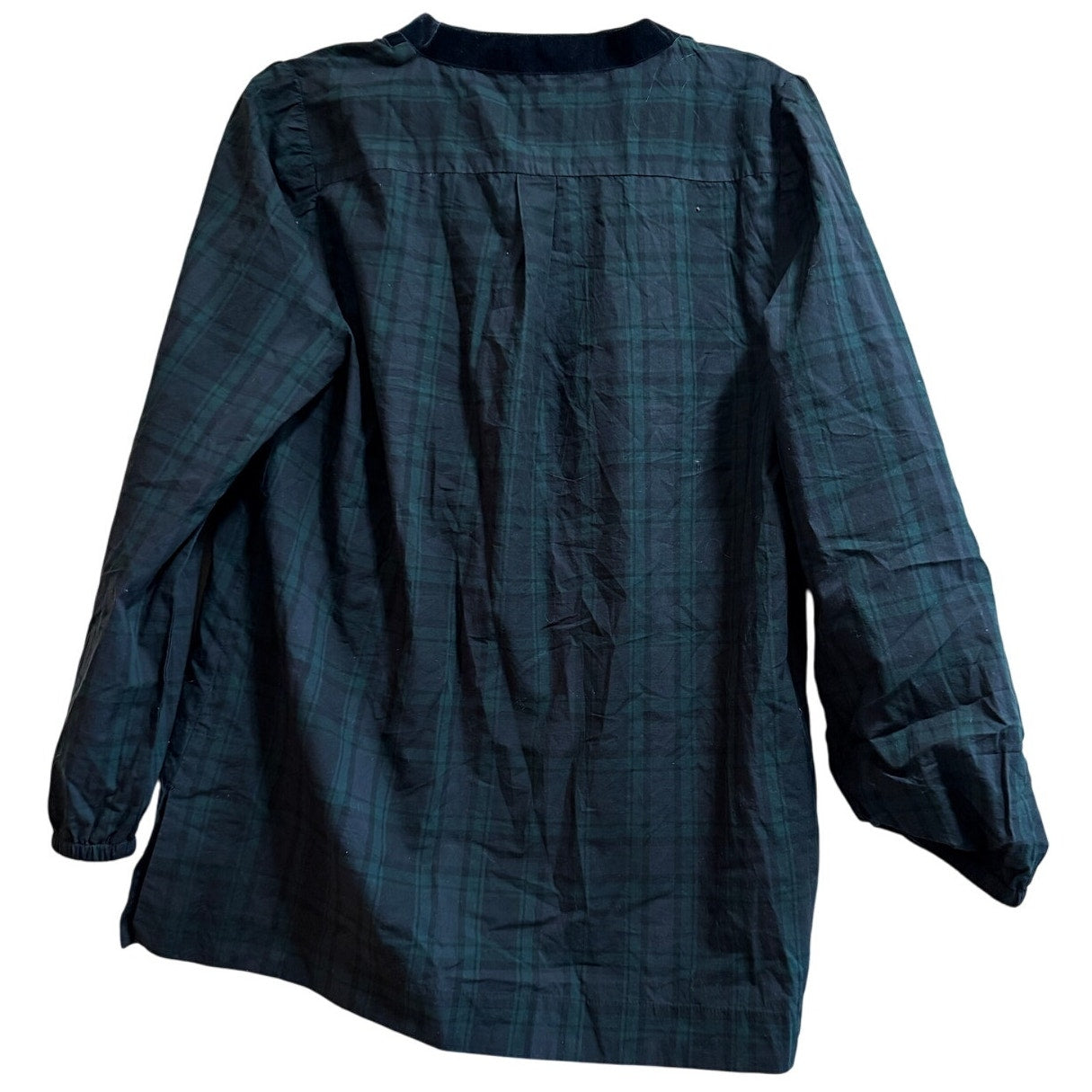 J.Crew Green Plaid Velvet Accent Tunic Blouse - NWT - Small - $98 MSRP