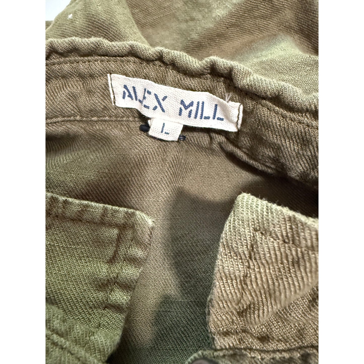 Alex Mill Army Green Short Sleeve Shirt Dress - 100% Linen - Large