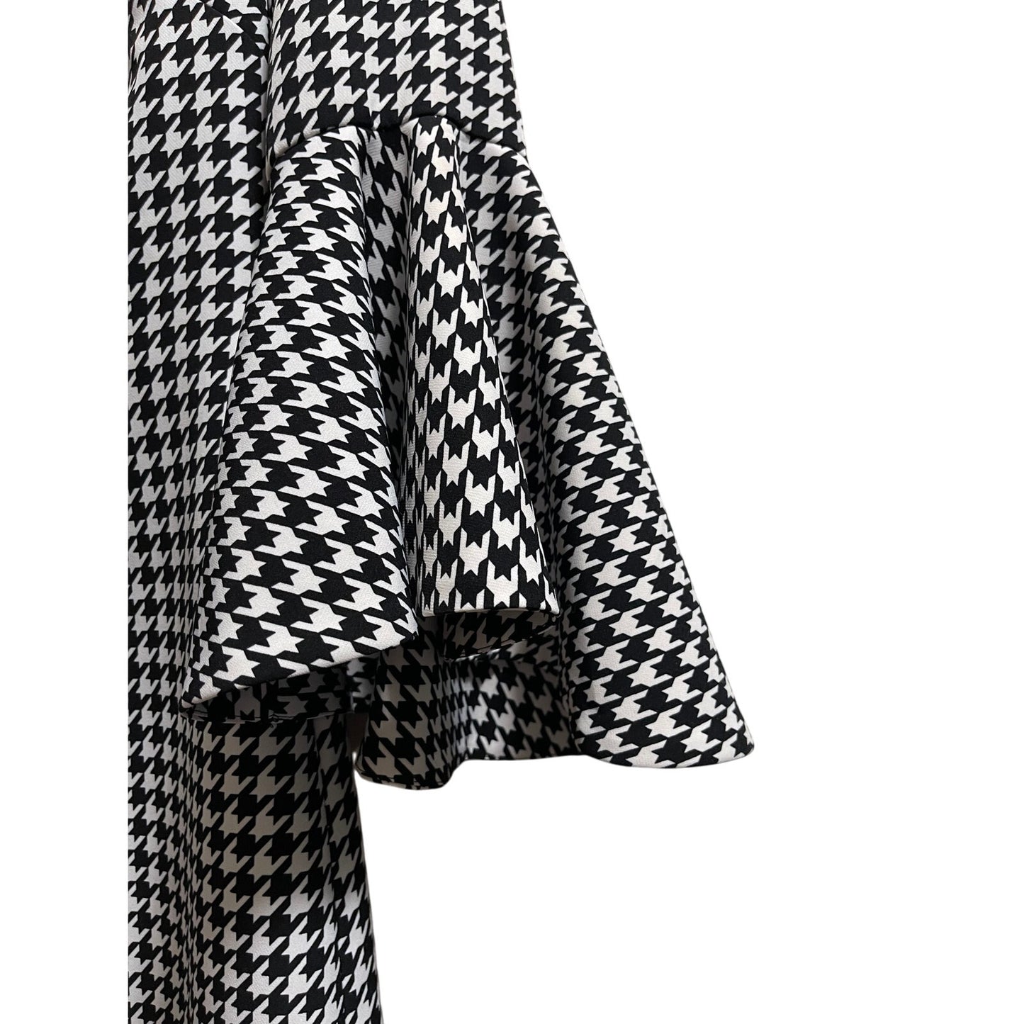 Likely Size 2 Black and White Houndstooth Long Sleeve Midi Dress