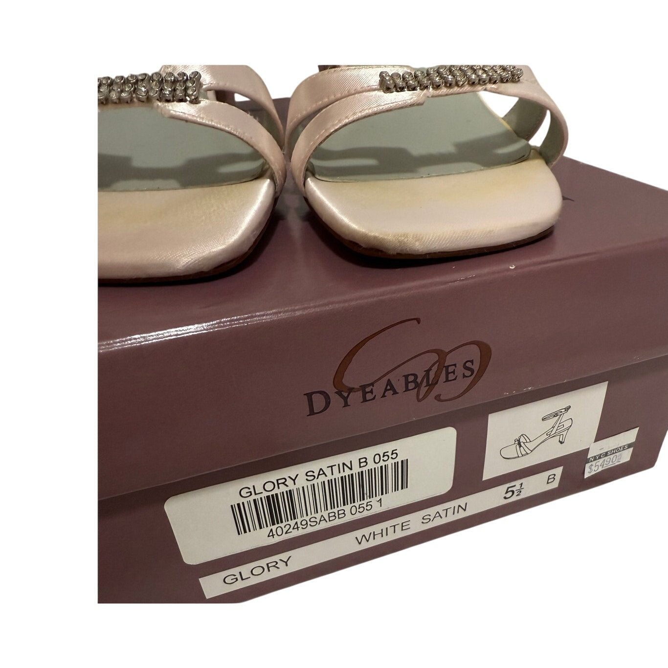 Dyeables Soft Pink Satin Size 5.5B Sandal Heels w/ Rhinestone Accent