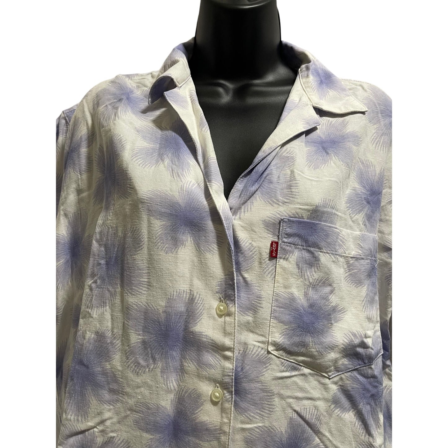 Levi's White & Purple Floral Shirt - Cropped Button Up - Size Large