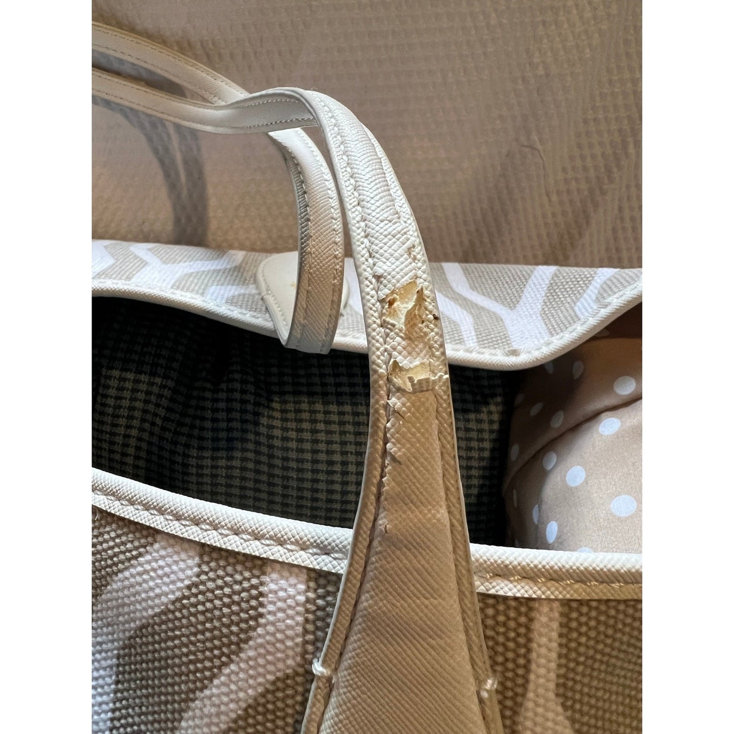 Ann Taylor Tan and White Large Slouchy Tote Bag - NWT