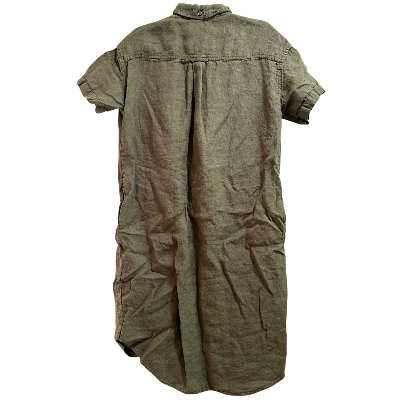 Alex Mill Army Green Short Sleeve Shirt Dress - 100% Linen - Large