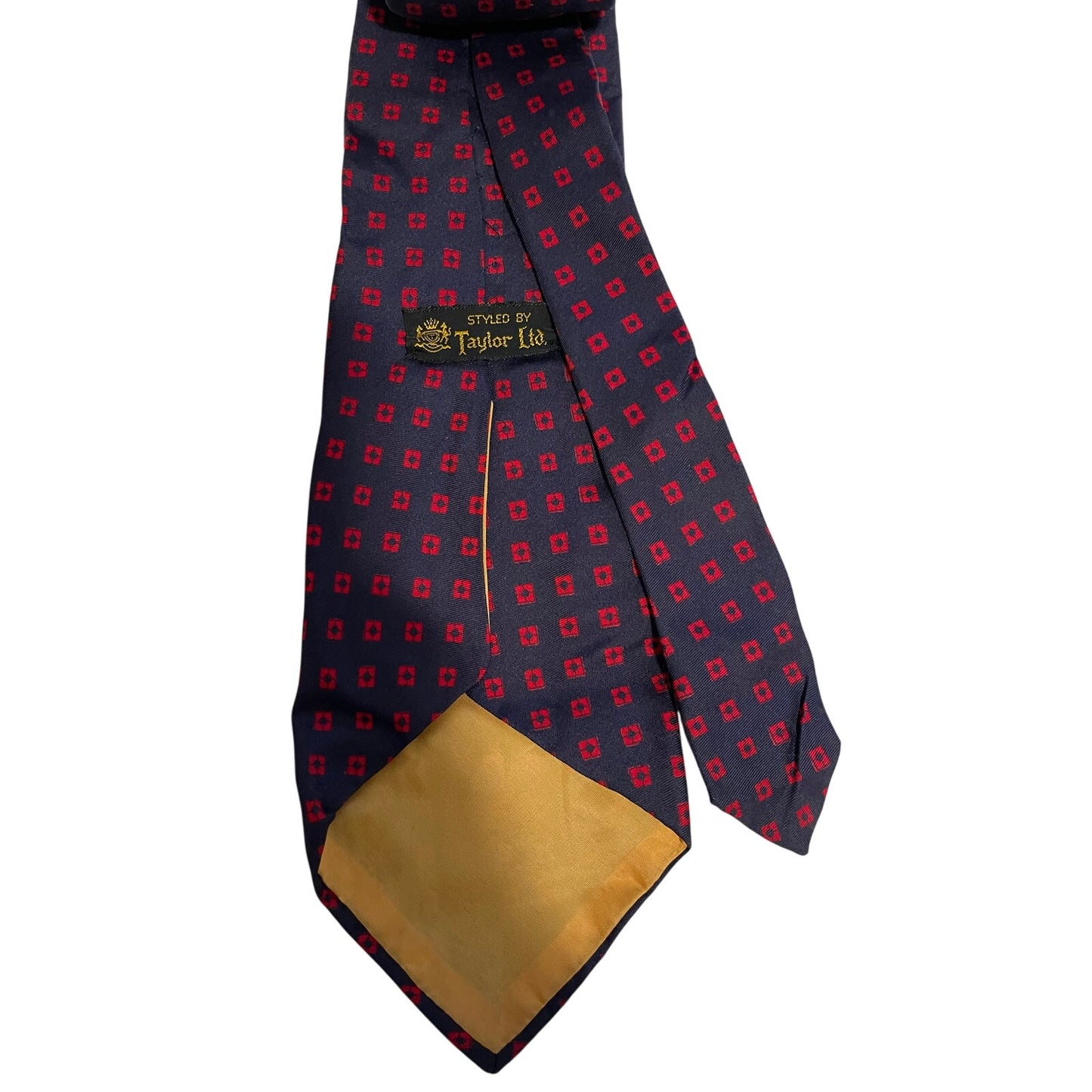 Vintage Taylor Ltd Navy Blue & Red Print All Silk Neck Tie