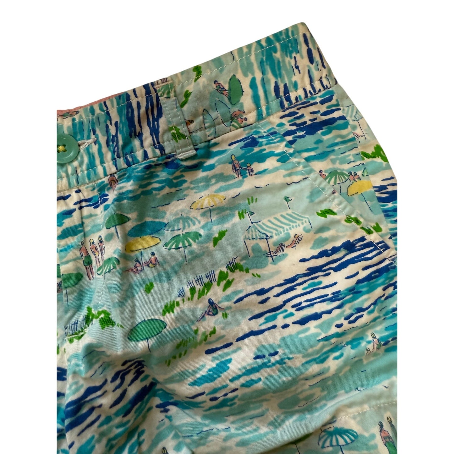 Lilly Pulitzer Blue & Green Beach Print Short Shorts - Size 4