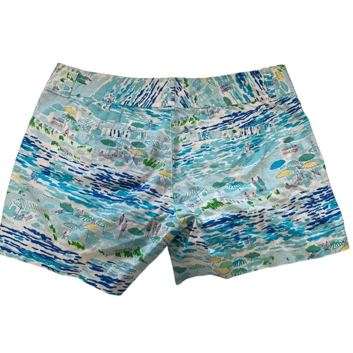 Lilly Pulitzer Blue & Green Beach Print Short Shorts - Size 4