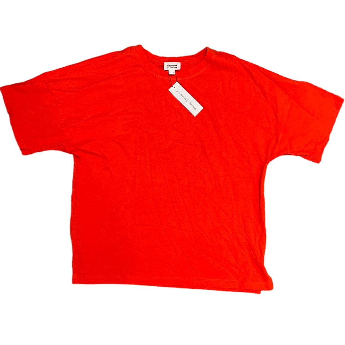 NWT Grace Atwood The Drop Orange Drop Shoulder Tee With Side Slits Size Medium