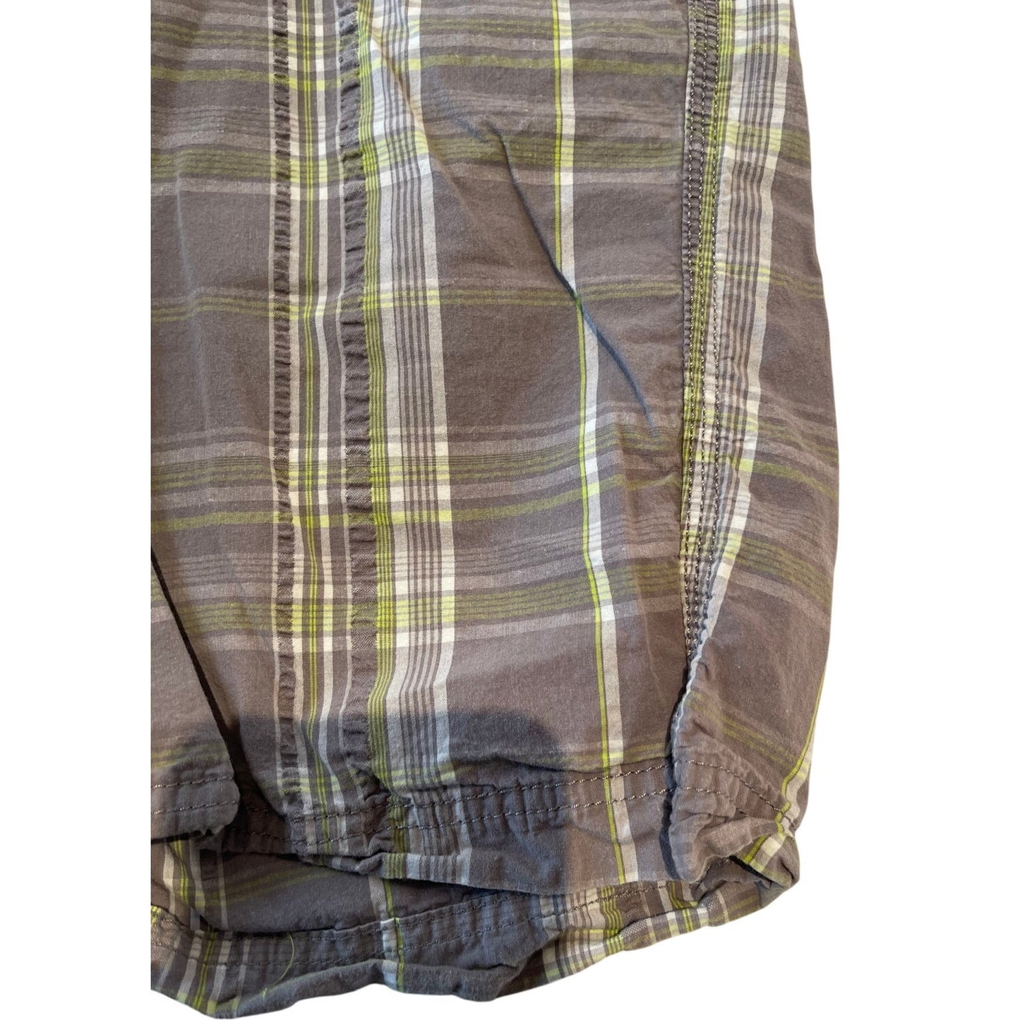 Apt 9 - Gray & Lime Green Plaid - Men's Size 33 - Golf Shorts - 100% Cotton