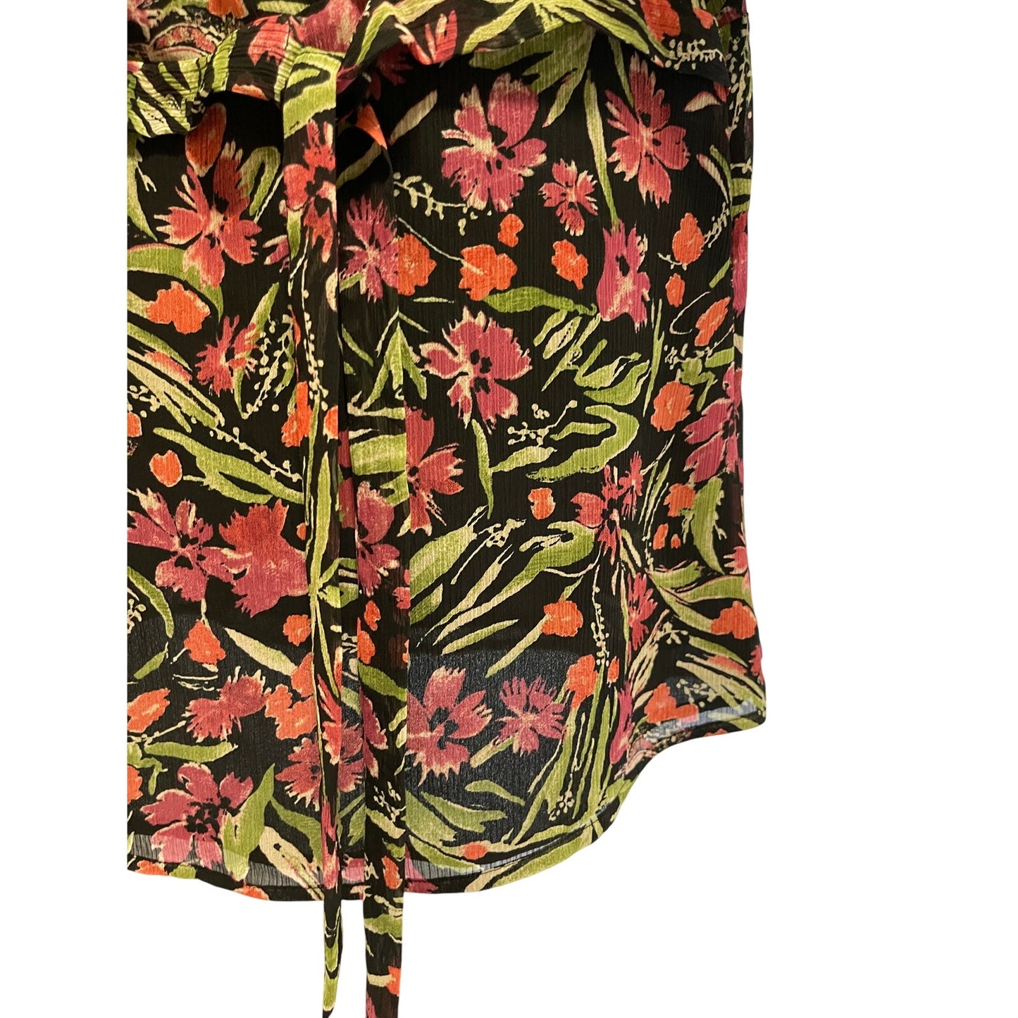 Apt 9 Black with Pink Florals Short Sleeve XL Blouse