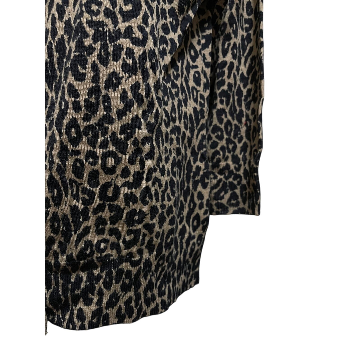 Talbots Pure Italian Merino Size Medium Petite Animal Print Knit Cardigan
