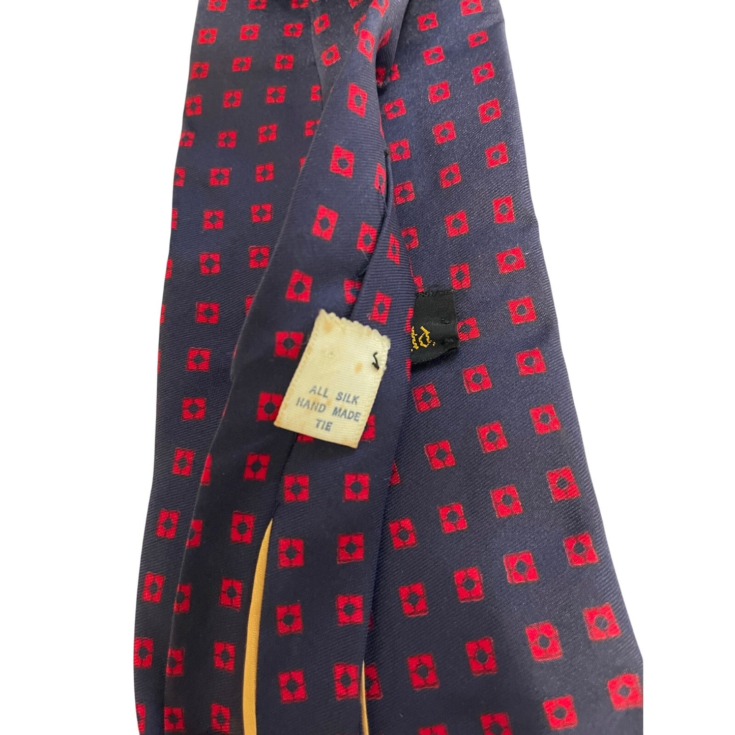 Vintage Taylor Ltd Navy Blue & Red Print All Silk Neck Tie
