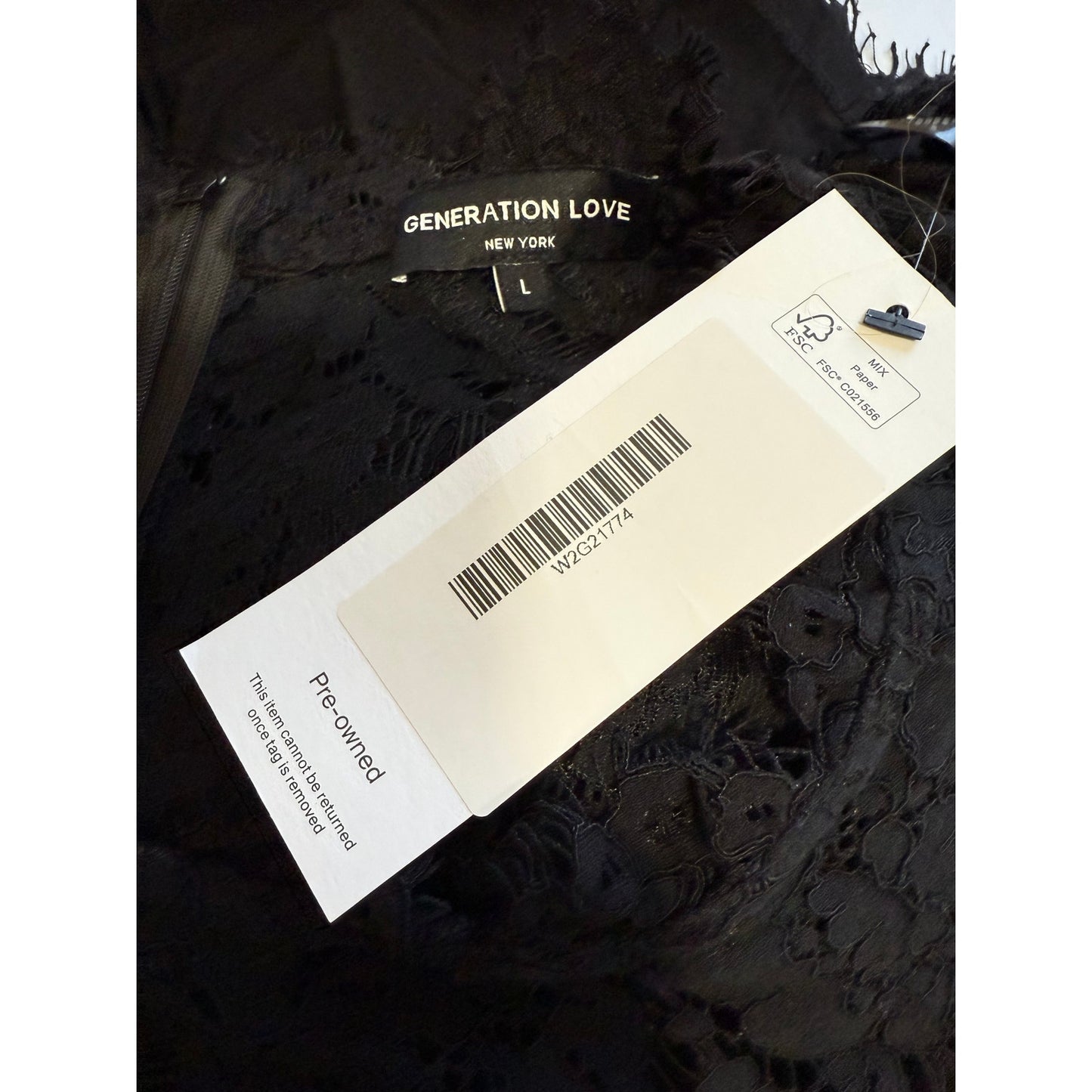 Generation Love New York Black / Dark Navy Lace Sleeveless Blouse - Large