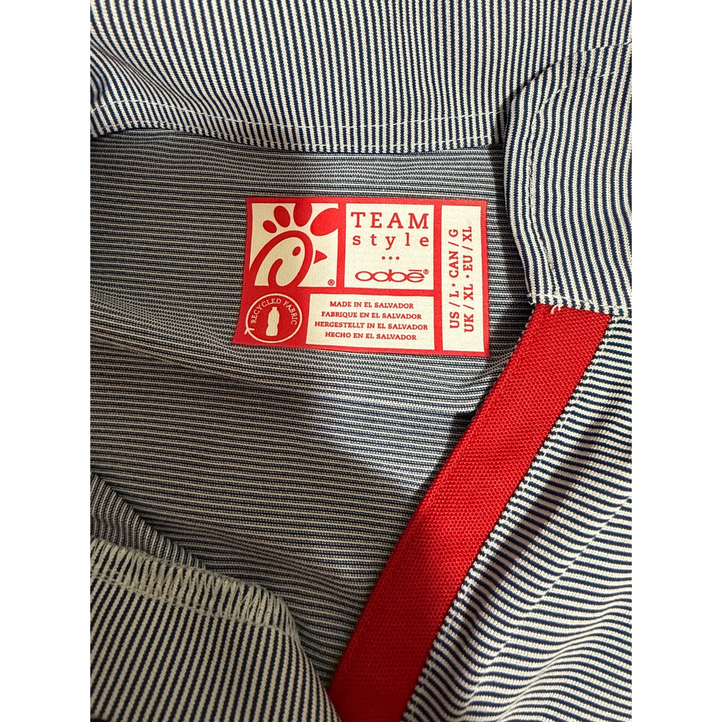 Oobē Blue White Pin Stripe Short Sleeve Polo - Size Large