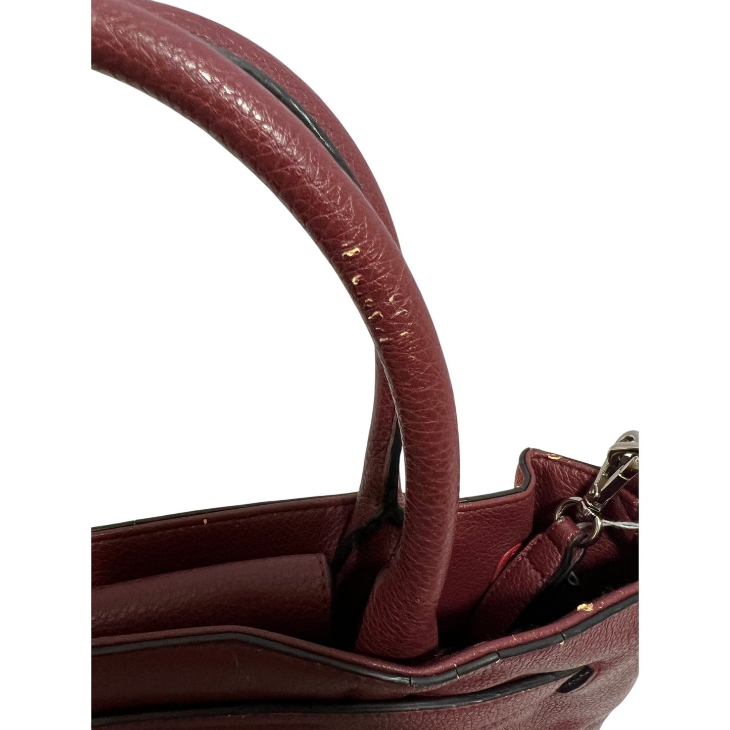 Reed Leather Purse - Red and Burgundy - Top Handle