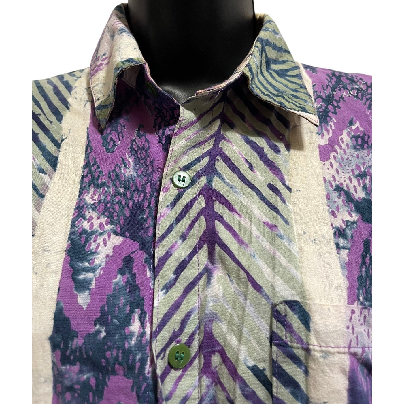 Vintage The Territory Ahead Abstract All Over Print Button Front Shirt - Medium