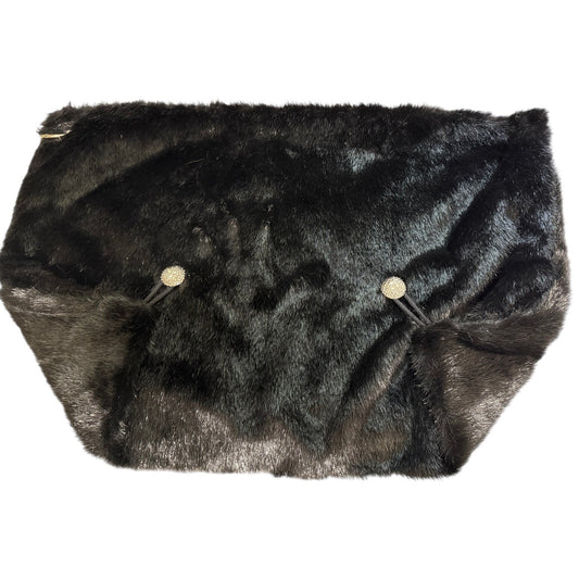 Karlucci Unreleased Black Fur Tote - Pink Satin Lining - NWT