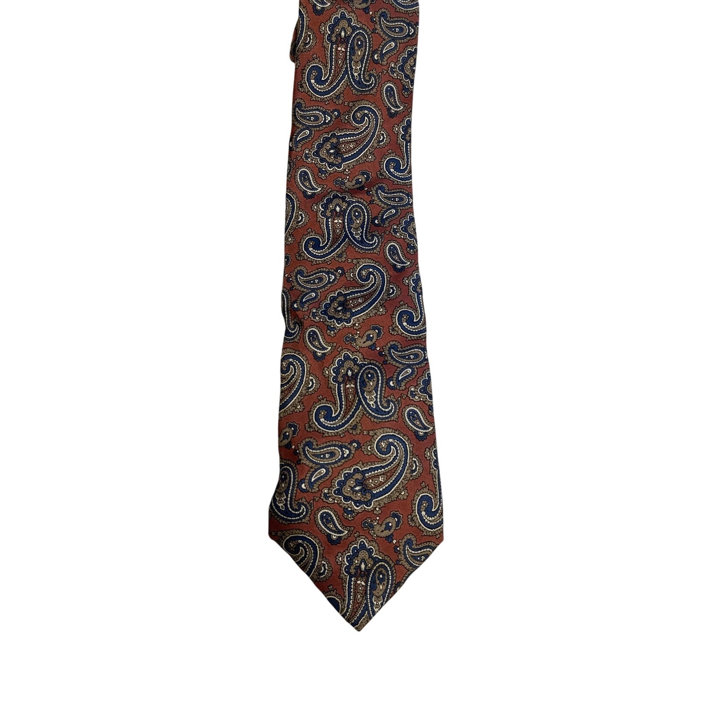 Vintage Pintail Brand Red & Blue Paisley Print 100% Silk Necktie Retro Tie