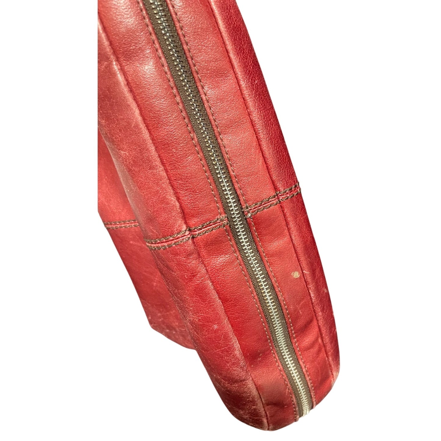 Brighton Florencia Valencia Hobo Red Leather Expandable Purse w/Dust Bag