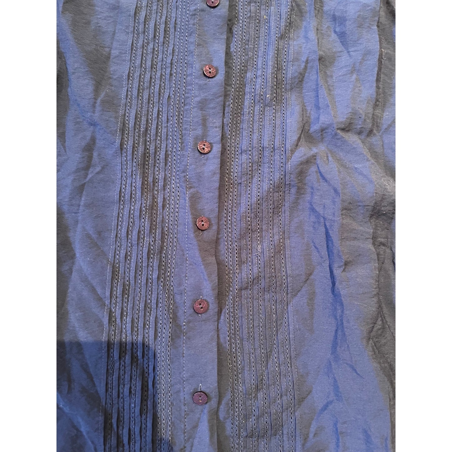 NWT Coldwater Creek 3/4 Sleeve Navy Blue Long Tunic Button Up - XS
