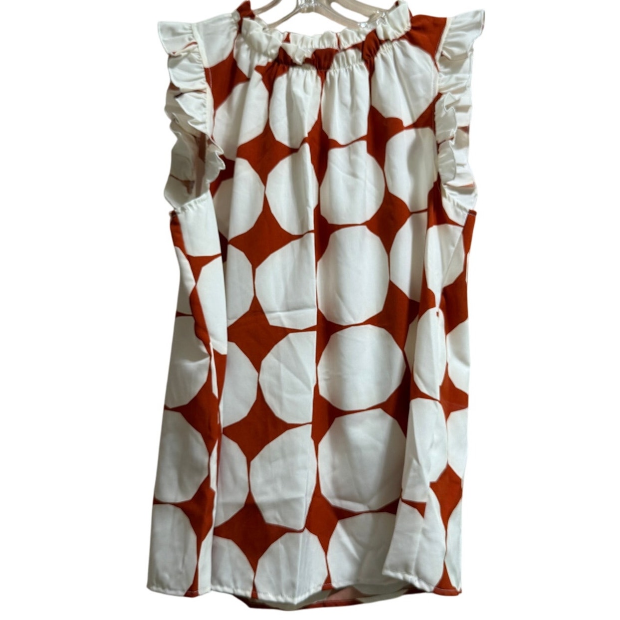 Ces Femme Red and White Patterned Sleeveless Blouse - Size Small - NWT
