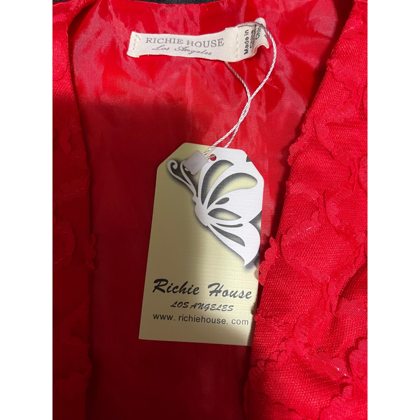 Richie House Los Angeles Red Lace & Sequin Accent Shrug - XS