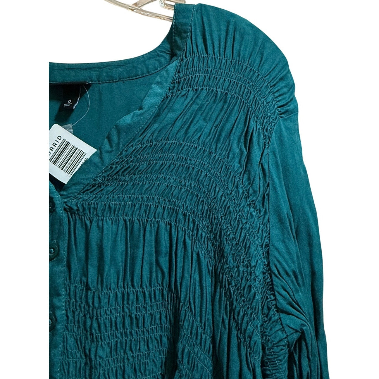 Torrid Teal Green Long Sleeve Boho Blouse - Size 0 - Large - NWT