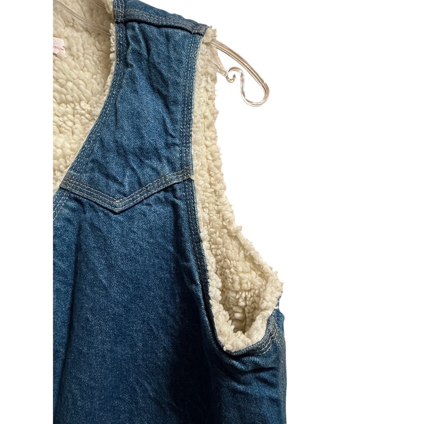 Vintage Levi's Orange Tab Sherpa Lined Denim Vest Blue Western - Medium