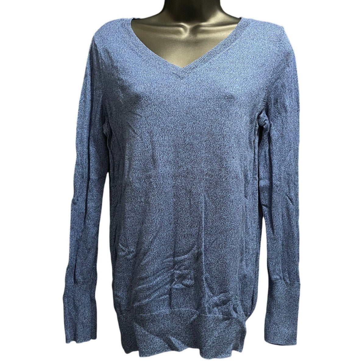 Faded Glory Size Medium Blue V-Neck Long Sleeve Sweater