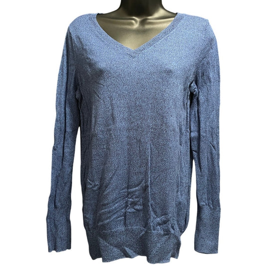 Faded Glory Size Medium Blue V-Neck Long Sleeve Sweater