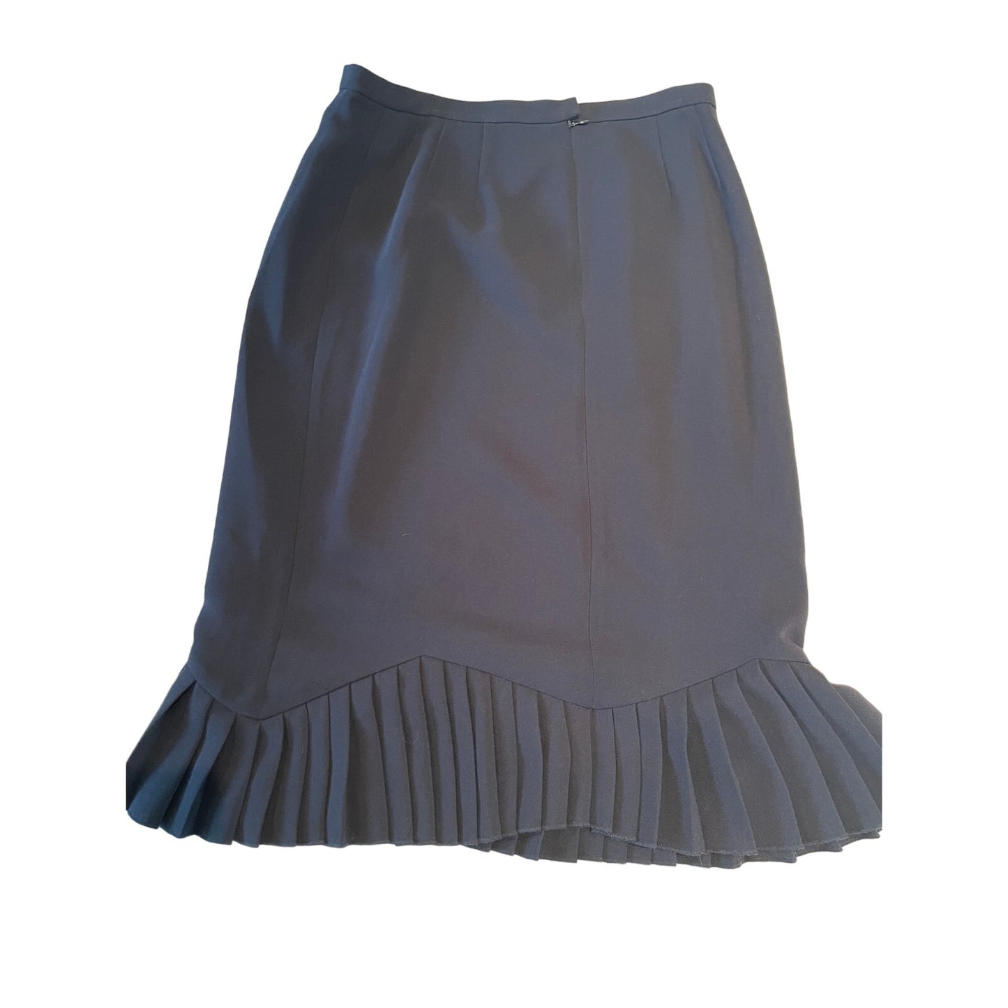 Albert Nipon - Size 10 - Black Midi Skirt - Pleated Hem