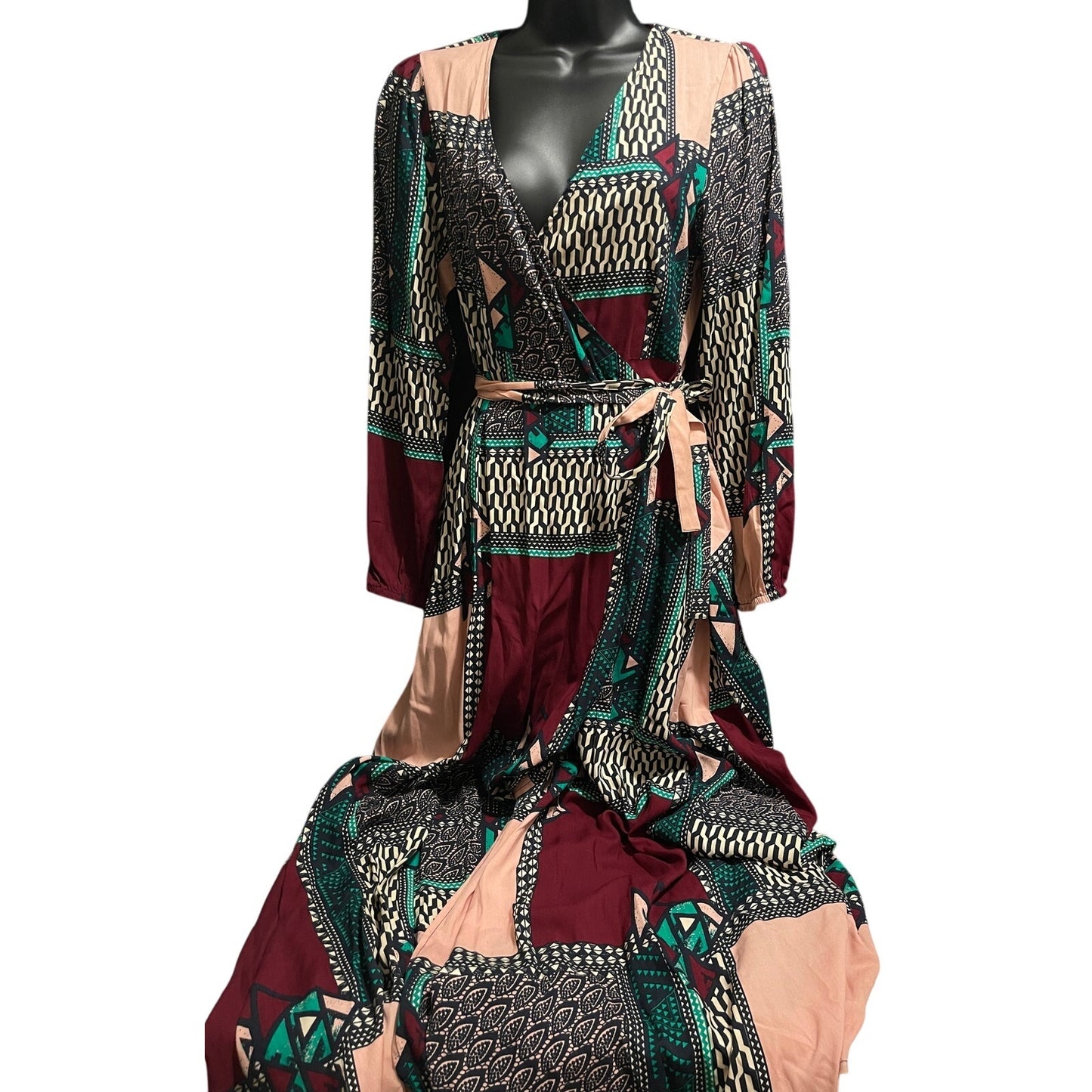 Porridge Clothing Multi-Color Abstract Wrap Dress - Size XS
