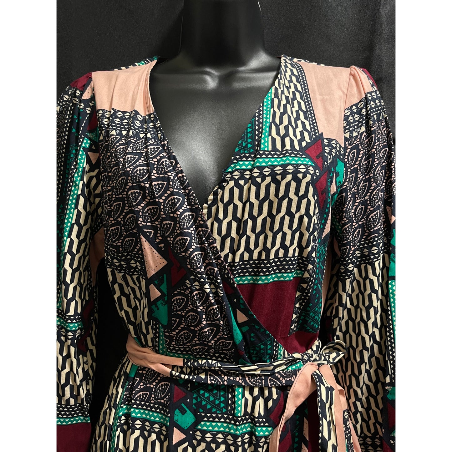 Porridge Clothing Multi-Color Abstract Wrap Dress - Size XS