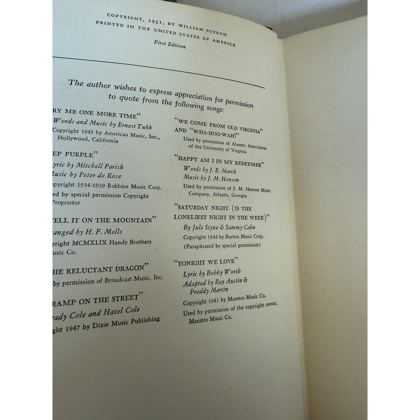 Lie Down in Darkness - William Styron - First Edition - 1951 - Hardcover