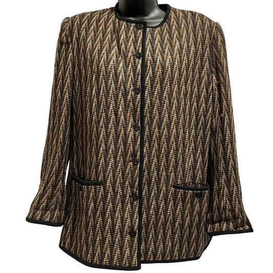 Vintage Jaegar Tweed Herringbone Long Sleeve 100% Wool Blazer