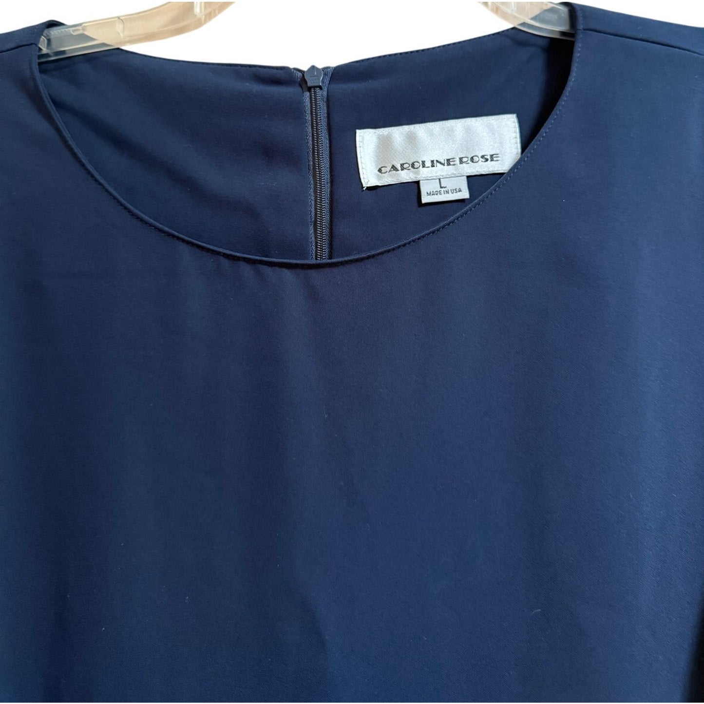 Caroline Rose Navy Blue Midi Dress - 3/4 Sleeve - Size Small